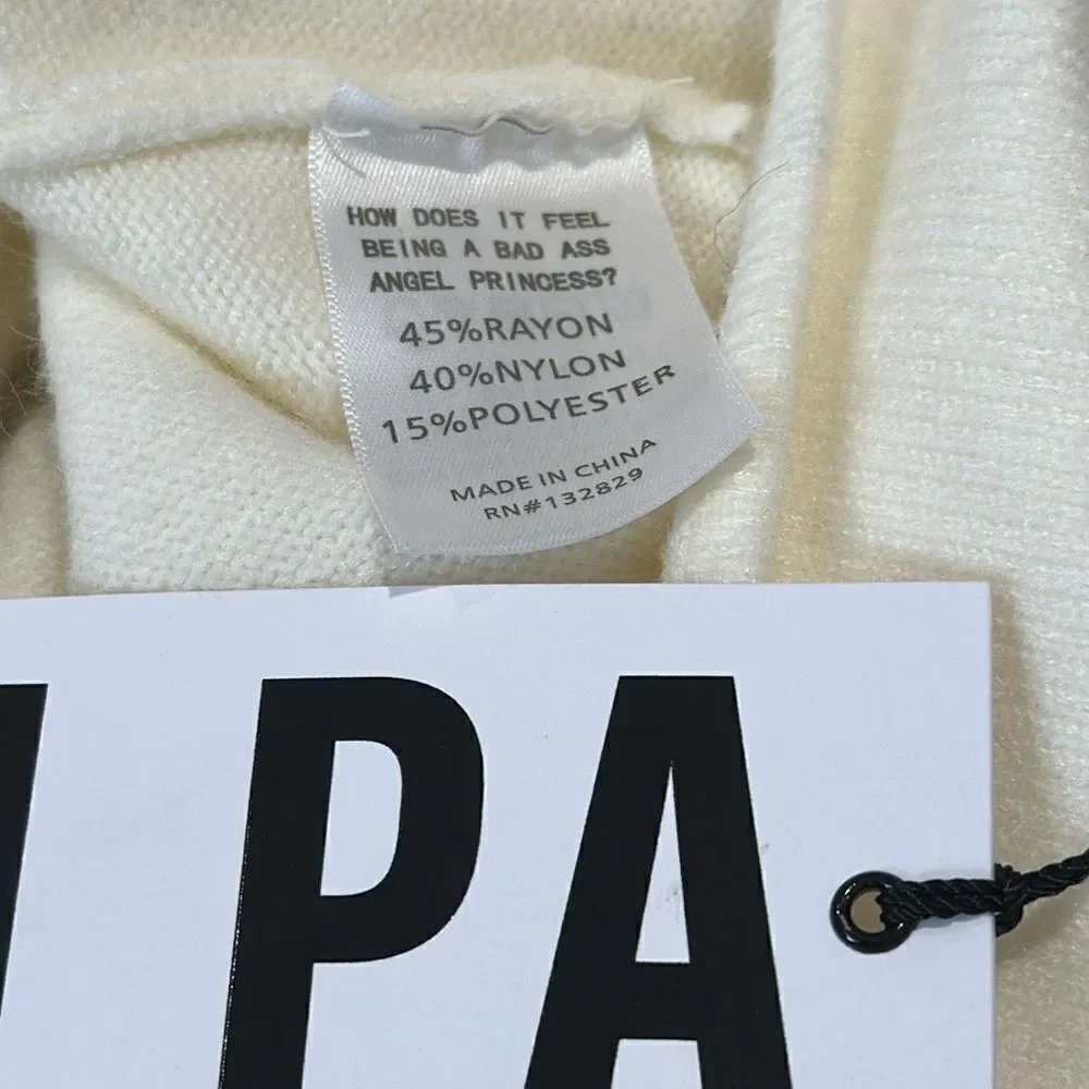 NWT LPA Marie Sweater Open Back Puff Sleeves in Cream Revolve Small